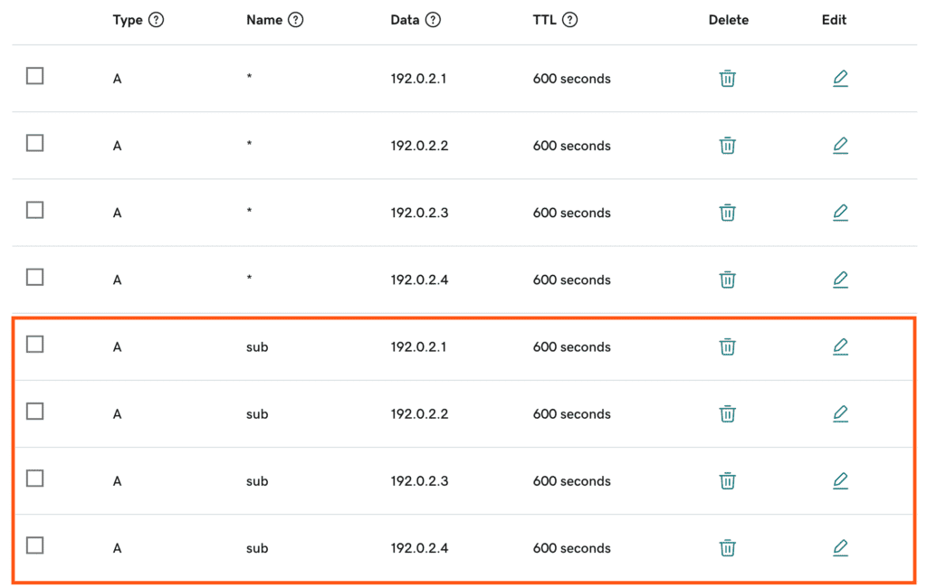 Remove the A records for your subdomain that were added earlier.