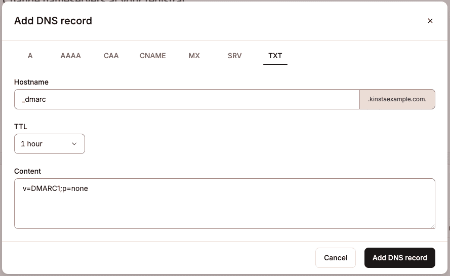 Add DMARC TXT record for MailChannels.
