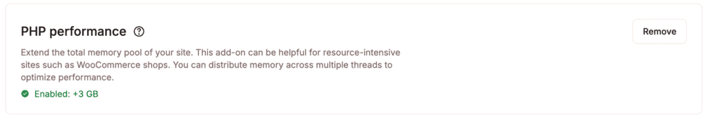 Rimuovere l'add-on Prestazioni PHP per tutti i siti. 