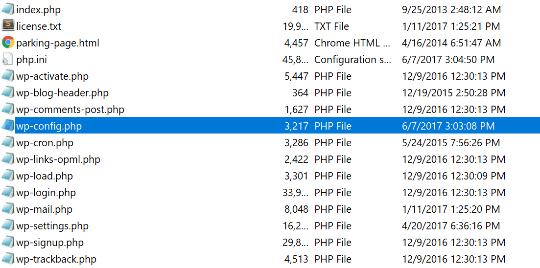 wp-config.php file wp-config.php file